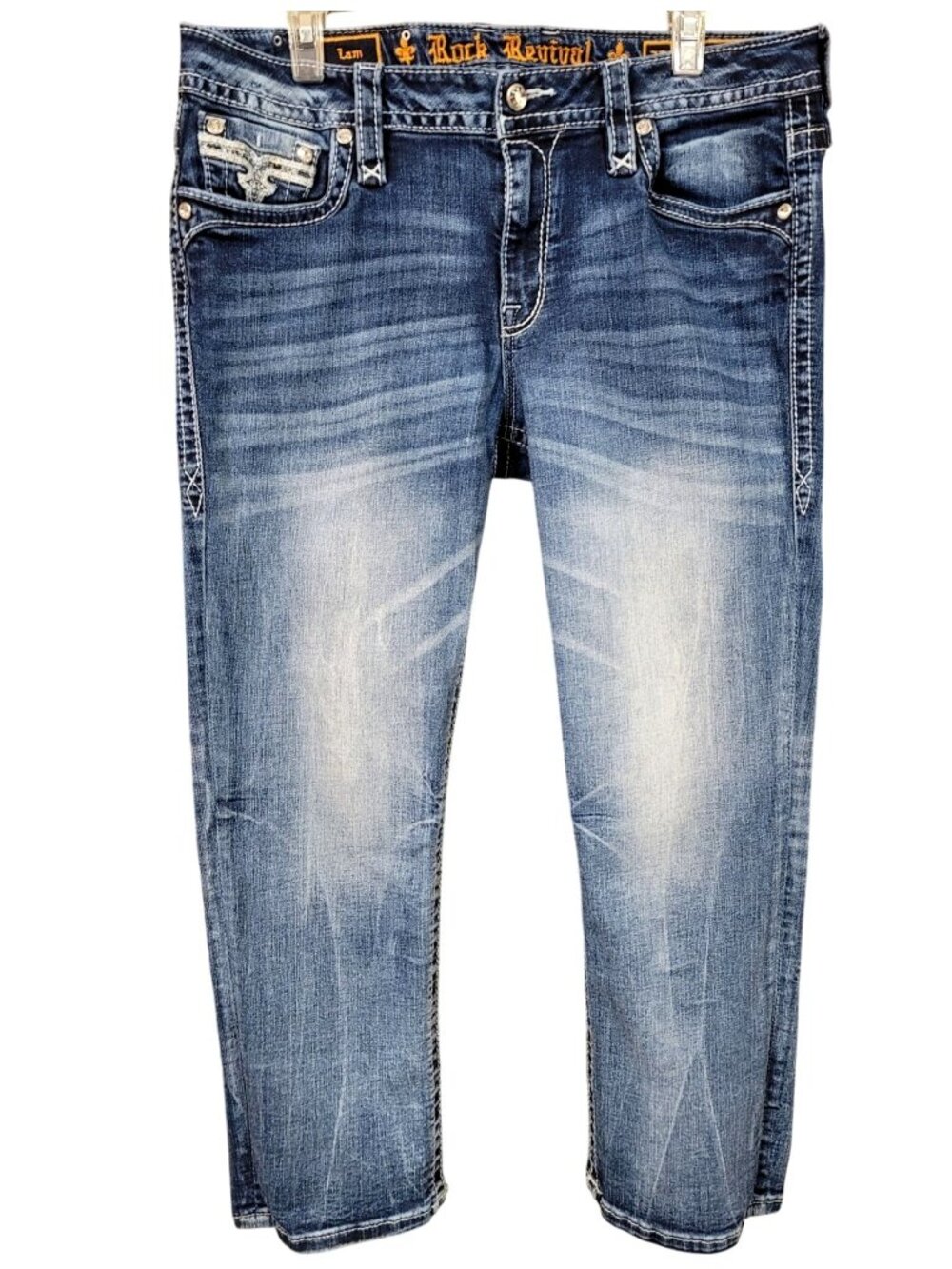 Rock Revival Easy Crop Jeans Women’s Size 32 Embellished Pockets